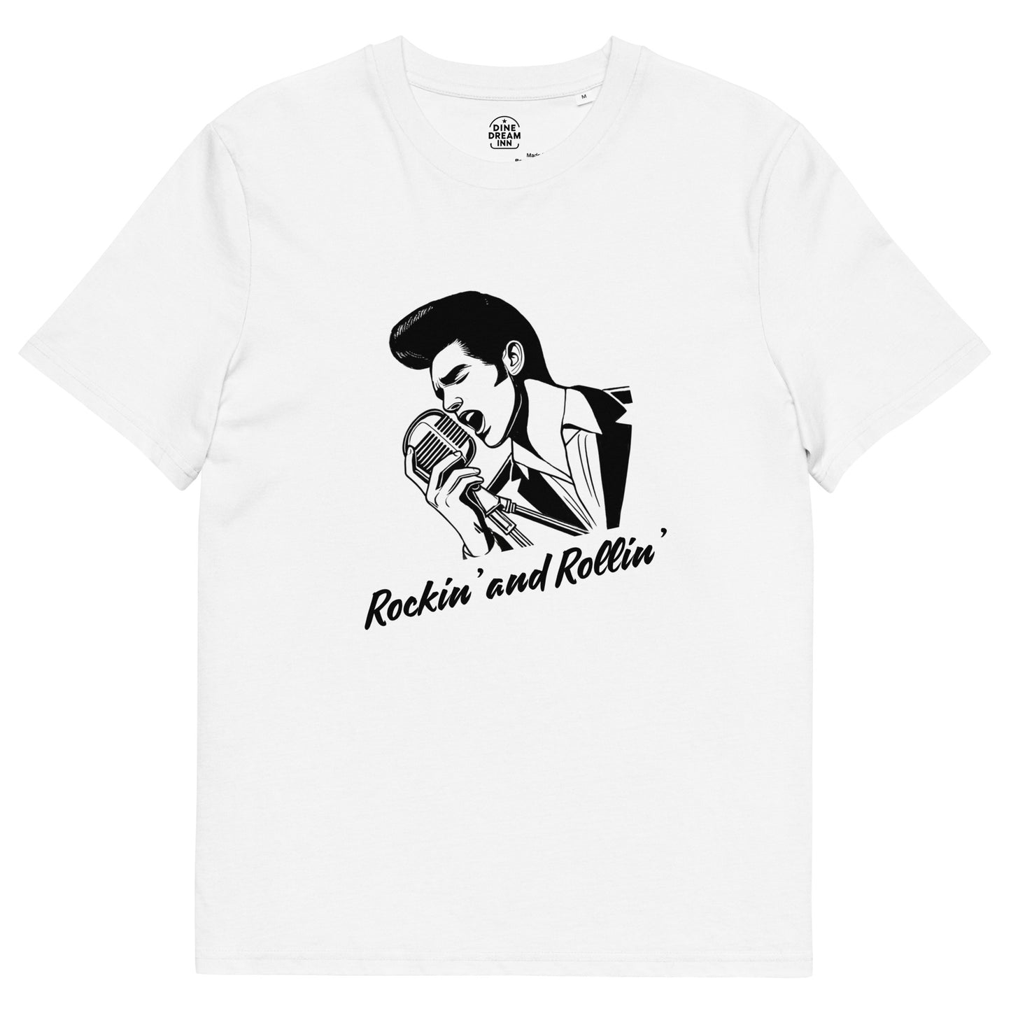 Unisex organic cotton t-shirt - 50s rockabilly singer - red / white